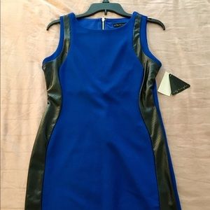 Colorblock City Triangles dress with faux leather